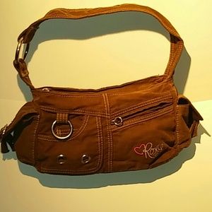 Cute Brown Corduroy Roxy Bag with Pockets